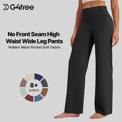 G4Free Women's Barefeel High-Waist Pants - Seamless Soft Fabric, Loose Fit, Comfy, Basic Workout Pants, Baggy Wide-Leg Trousers for Casual Dress & Work,#sohochic