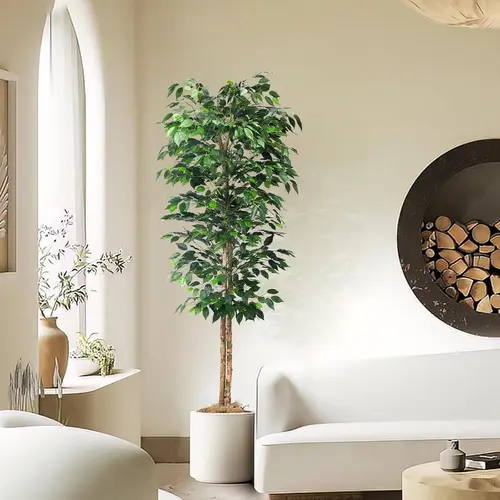 6ft Artificial Banyan Tree - Sturdy Plastic Pot Included - Indoor & Outdoor Decoration - Perfect Housewarming Gift Tropical Fake Plants Decorative