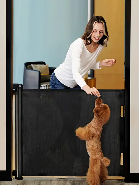 Dearlomum Retractable Baby Gate 33" to 42" Extra Tall, Extends up to 55" 71" 118" 168" 197" Wide, Mesh Child Safety Gate for Large Openings, Stairs, Doorways, Indoor Outdoor Infant Dog Gate summerwins