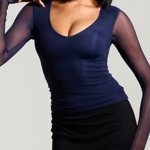 Braless Mesh Back Long Sleeve Brami Women's Top