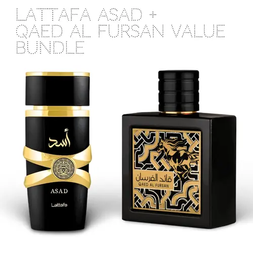 Lattafa Asad + Qaed Al Fursan 100ml (3.4 Oz) EDP - Bold, Warm, Spicy and Woody Men's Fragrance, Evening Wear Value Bundle Gift