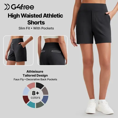 G4Free Womens High Waist Wide Leg Yoga Shorts 4"/5" Inseam Casual Comfy Pocket Shorts Workout Lounge EverGoing 2026