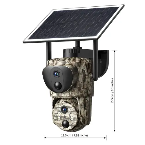 [SummWins] 4G LTE Cellular Trail Camera DC24S - Solar-Powered Outdoor Surveillance, Dual Lens Linkage, 360° Pan Tilt, 2K Live View, No WiFi, Cellular Data Replenishment Required, Laser Rangefinder
