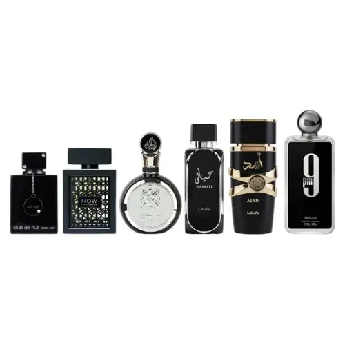 Oudlash Bundle | Club de Nuit Man + Rave Now + Fakhar + Hayaati + Asad + 9 PM Black | Eau De Parfum | 100 ML | Citrus - Floral & Spicy Notes
