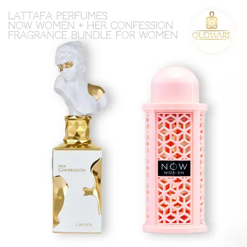 Lattafa Women's Perfumes Value Multi-Pack - Now + Her Confession 2 Bottles, 100ml (3.4oz/3 to 3.9 fl oz) EDP Long-Lasting Fragrance Gift Bundle for Women