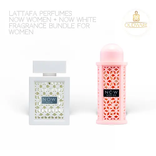 Lattafa Now Women + Now White EDP Fragrance Floral Scents Perfume Multi-Pack, 100ml (3.4 fl oz/3 to 3.9 fl oz) Long-Lasting Everyday Wear Value Gift Bundle for Women