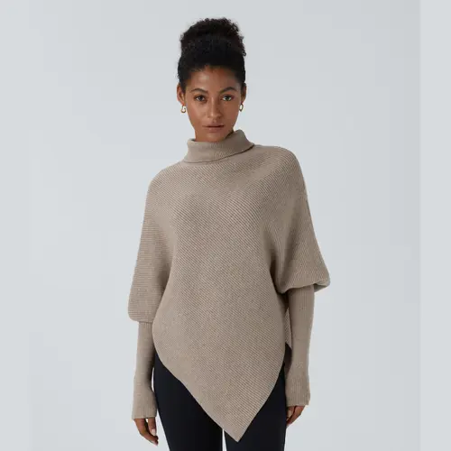 Halara High Neck Long Sleeve Asymmetric Hem Work Sweater #BackToSchool