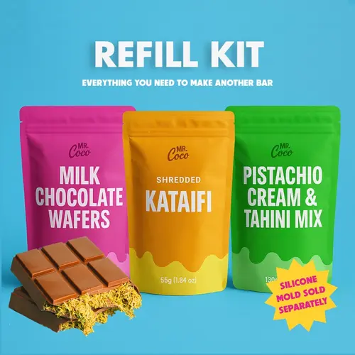 *REFILL KIT* Pistachio Knafeh Stuffed Chocolate Bar Without Reusable Mold