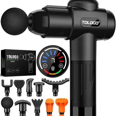 TOLOCO Cordless Massage Gun for Athletes – Quiet Deep Tissue Massager, 10 Attachments, USB Rechargeable, Perfect Pain Relief Gift