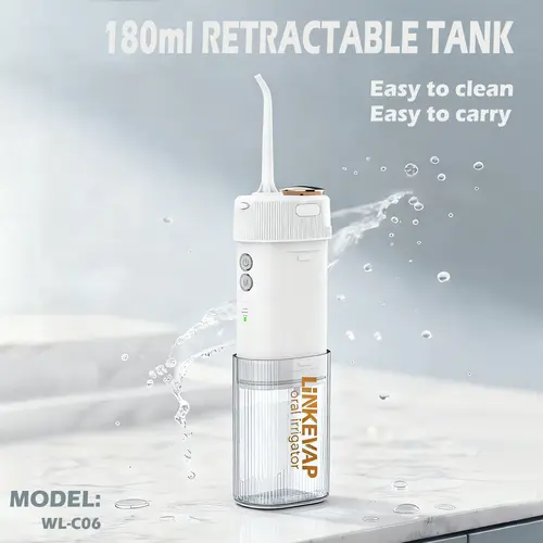 Water Dental Flosser for Teeth, Cordless Oral Irrigator Waterflosser, Rechargeable Water Teeth Cleaner Pick,Home & Travel Collapsible Water Flossers for Teeth & Braces Care