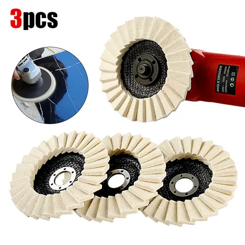 LOZLIN 1PCS/3PCS 5Inch Wool Polishing Wheels Set for Angle Grinders High Gloss Mirror Finish on Metal Glass Ceramic Stone Durable Efficient Design SummerVibes