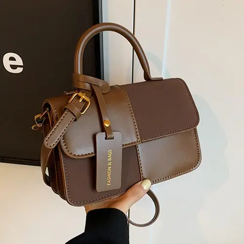 Women's Patchwork Design Handbag, Girlfriend Gifts, Fashionable PU Leather Crossbody Bag for Daily Used, Casual Trendy Versatile High-quality Daily Commuting Bag
