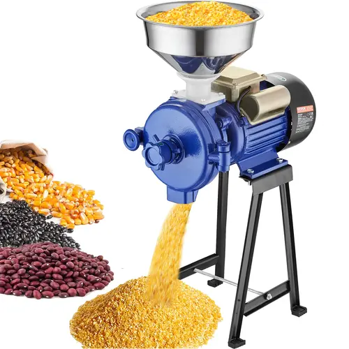 【toolupgrade】VEVOR 3000W Premium Motor High Speed Cast Iron Electric Grain Mill Grinder, Grain Grinding Machine with Funnel-Shaped Feeding Design, Thickness-Adjustable Heavy Duty Dry Powder Machine for Corn, Wheat, Feed, Cereal, Spices, Sanding Treatment