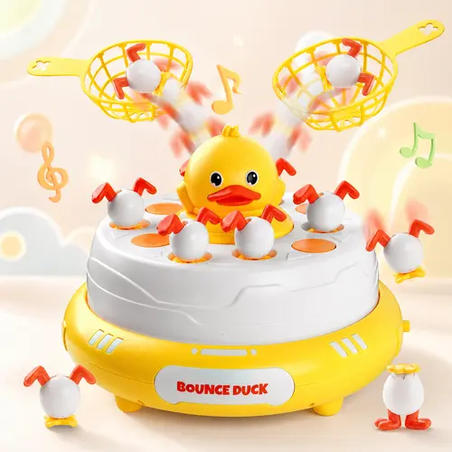Bounce and Catch Duck Board Game for Kids, Popping Duck Musical Tabletop Game with Catching Nets and Family Fun Play