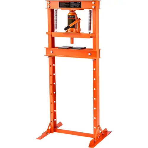 【Summerfinds】VEVOR 12-Ton H-Frame Carbon Steel Hydraulic Press, Adjustable with Stamping Plates & Relief Valve, 1.6"-27.8" Range Heavy Duty Tool for Garage, Workshop