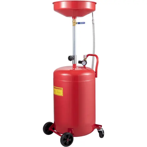 【toolupgrade】VEVOR 20 Gal Portable Air-Operated Waste Oil Drain Tank, Automotive Vehicle Repair Tool with Adjustable Height Funnel, Pressure Regulating Valve for Fluid Fuel Transfer, Built for Factory, Shop & Home Use