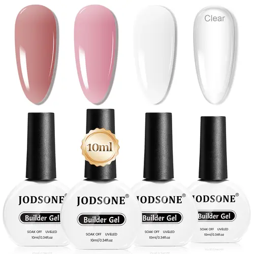 JODSONE 4 Bottles of 10 ML Capacity Builder Gel Nail Set Building Nail for Nail Apex and Extension Strengthener Hard Need to Cured By Nail Lamp