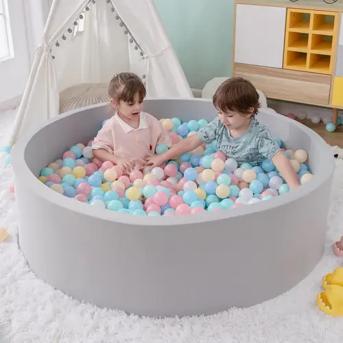 47in/120cm Unisex Sensory Memory Foam Ball Pit - Soft Round Toddler Baby Playpen, Great Value Indoor-Outdoor Kids Game, Perfect Gift for Christmas/Birthday, Gray (Balls Not Included), Party Theme