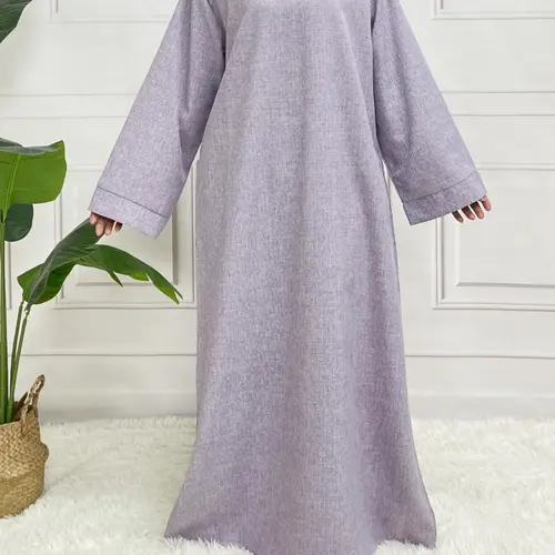 Arabic Clothing-Plain Belted Kaftan without Hijab, Modest Long Sleeve Caftan, Maxi Muslim Dress, Loose Islamic Clothes for Women, Summer Outfits 2024