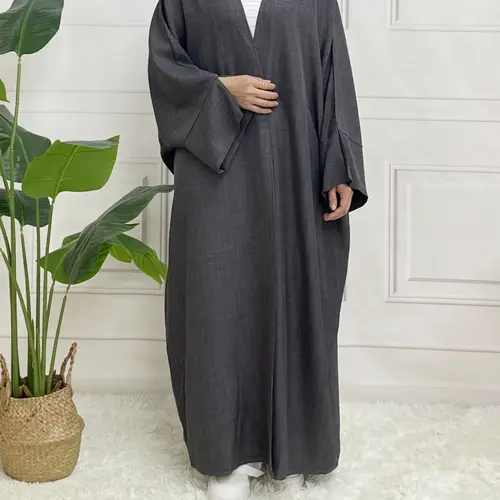 Arabic Clothing-solid Color Split Sleeve Loose Open Casual Abaya, Modest Long Sleeve Open Front Outerwear for Women, Women's Islamic Clothing for Spring & Fall, Summer Outfits, Modesty Abaya, Islamic Modesty Clothes