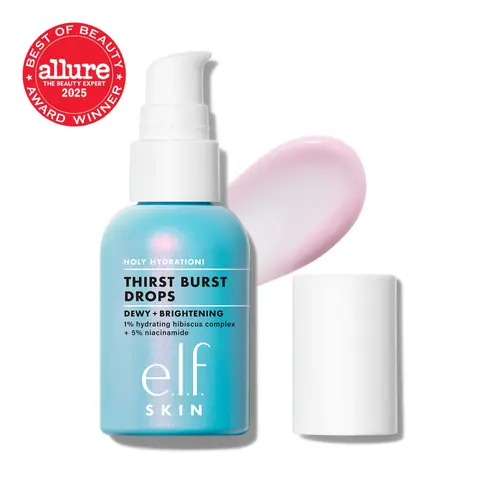 e.l.f. Holy Hydration! Thirst Burst Drops Dewy Brightening Face Serum with Hyaluronic Acid & 5% Niacinamide for Oily, Dry & Combination Skin