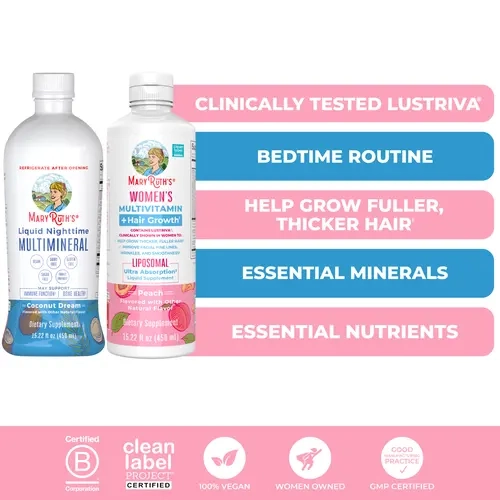 MaryRuth's Hair Growth + Nighttime Bundle - Women's Multivitamin + Hair Growth Liposomal & Liquid Nighttime Multimineral