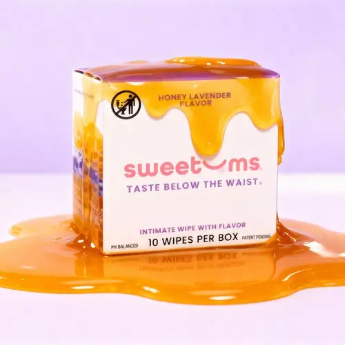 SWEETUMS Honey Lavender Flavored Wipes Feminine Wipes - 10 Wipes per Box - Scented, Gentle, Personal Care, pH Balanced, Gynecologist Tested, Dermatologist Tested