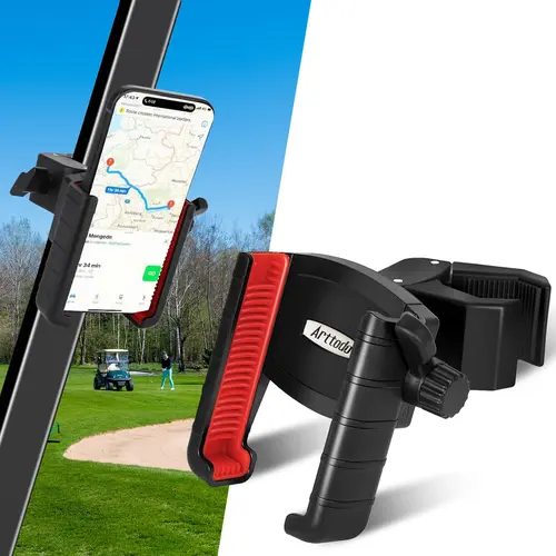 Arttodo Golf Cart Mobile Phone Mount - Golf Accessory with Rotation Holder System, Non-Slip Universal Smartphone Holder for iPhone, Galaxy, Google Pixel & Most Smartphones