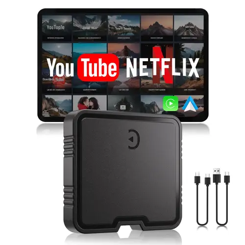 【PASLDA】Wireless CarPlay & Android Auto Adapter Box, 2024 Upgrade Automotive Android Car Player with Netflix/YouTube Support, TF Card Compatible Plug-and-Play Dongle for 2015+ Cars & iPhone iOS10+