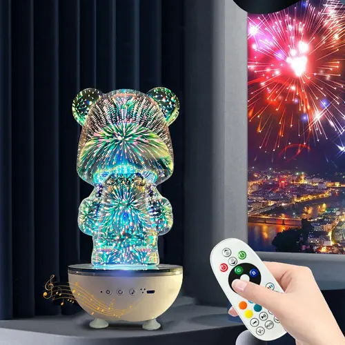 Bear Design Multifunctional Wireless Speaker, USB Rechargeable Portable Speaker with RGB Light Effect, Mini Speaker with 360° Rotation, Suitable for Bedroom Night Lights, Led Light Speaker