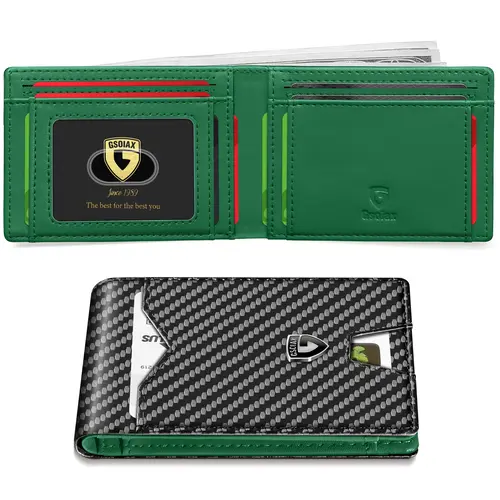 GSOIAX Men's Slim Carbon Fiber Wallet - 11 Card Slots, Slim Card Storage, RFID Blocking Bifold, RFID Shielded Wallet for Husband, Fathers Day Gift, Chic
