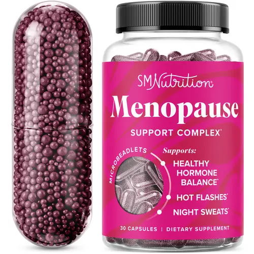 Menopause Vitamins Beadlets with Black Cohosh, Red Clover & More | Hot Flashes, Night Sweats & Mood Support | Menopause Supplements for Women with Dong Quai, Chaste Tree Berry & DIM | Non-GMO 30ct
