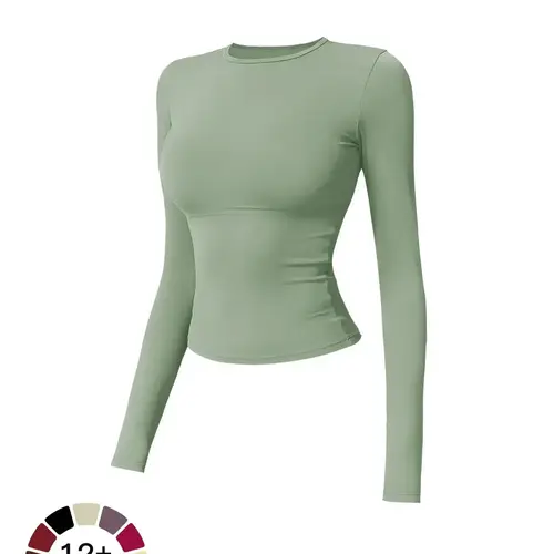 2026 New Fleece Long Sleeve Yoga Top, High Strength Fitness Wear, Pilates Running Sports Shirt, Sporty Style, Athletic Yoga Tops, Spring & Fall, Fitness Apparel, Activewear Clothing, Activewear Clothes