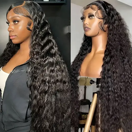 Lemoda 13x4 15A 210% Density 13x6 SKINLIKE Real HD Lace Water Wave Full Lace Frontal Wigs Deep Wave Virgin Human Hair Invisible 0.1mm Ultra-thin Frayed Ends Wet and Wavy Lace Front Wig Tiny Knots