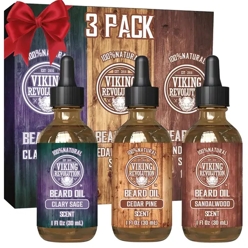 Viking Revolution Beard Oil Conditioner Sandalwood 1 Pack for Men Moisturizing Argan & Jojoba Oils Daily Use Refreshing Scent 30ml Hydrating Hair Care