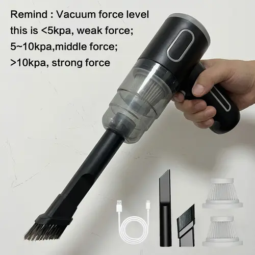 Portable Handheld Car Vacuum Cleaner, 1 Count Rechargeable Cordless Car Vacuum, Multifunctional Cleaning Tool for Car, Home & Office, Interior Car Cleaner, Battery-Powered Vacuum, Car Cleaning Supplies