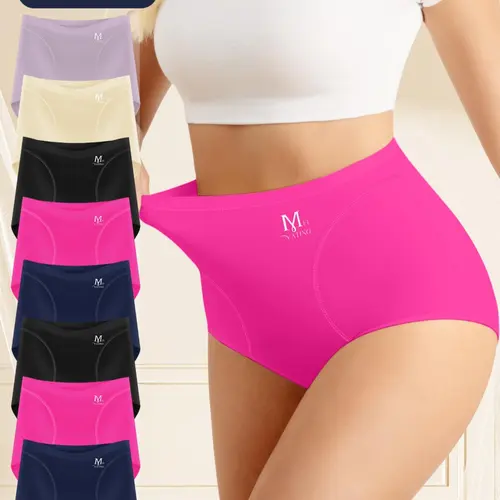 [Plus Size] Letter Pattern High Waist Brief, Soft Comfy Breathable Knicker for Daily Wear, Everyday Wear Panties, Casual Soft Panties, Fashion Comfy Underwear, High Waisted Briefs, Women's Soft Stretch Underwear for All Seasons, Casual Comfy Panty