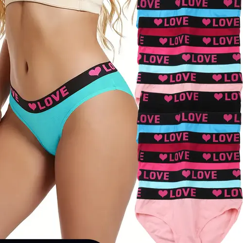 12 Pcs Seamless Stretchy Briefs, Simple & Comfy Breathable Intimates Panties, Women's Lingerie & Underwear with Contrast Trim, Fit Pastel Womenswear Print