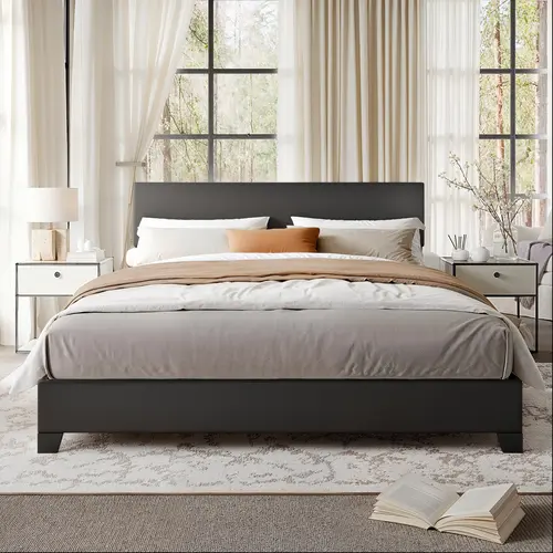 MUTICOR Full/King/Queen Bed Frame Size Upholstered Platform Bed Frame with Line Fabric & Adjustable Headboard,【Frame Only No Mattress】 Wood Slats Support,No Box Spring Needed#TikTokShopDealsforYouDays#DealsforYouDays#Summervibes#Summergarden