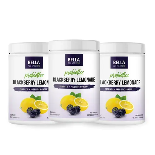 3 Pack Bella All Natural Probiotics Blackberry Lemonade for Daily Use