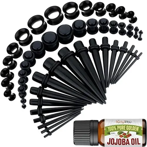 BodyJ4You 54PC Ear Stretching Kit 14G-12mm - Aftercare Jojoba Oil - Acrylic Plugs Gauge Tapers Silicone Tunnels - Lightweight Expanders Men Women Body Jewelry Kit