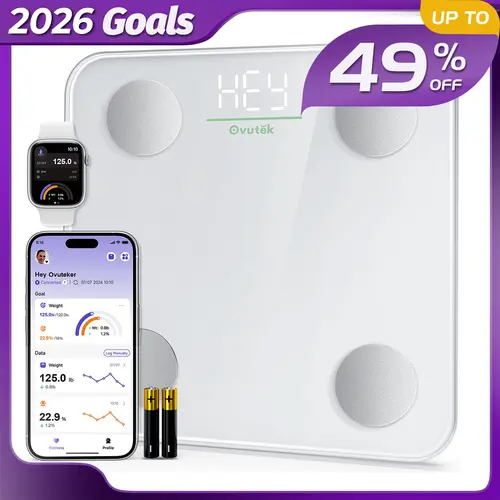 OVUTEK Smart Weighing Scale - Accurate Digital Medical Body Composition Monitor, BMI & Body Fat Tracker, Bluetooth, Smartphone App Connectivity, Portable Home Scale
