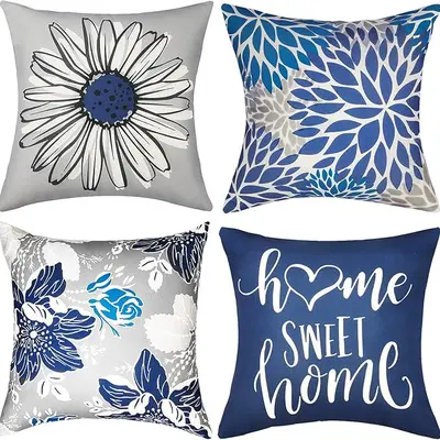 4 Pcs Modern Simple Square Pillow Case, Decorative Throw Pillow Cover, for Sofa Farmhouse Outdoor Living Room Decorative, Only Includes Pillow Cover, Not Included Pillow Core