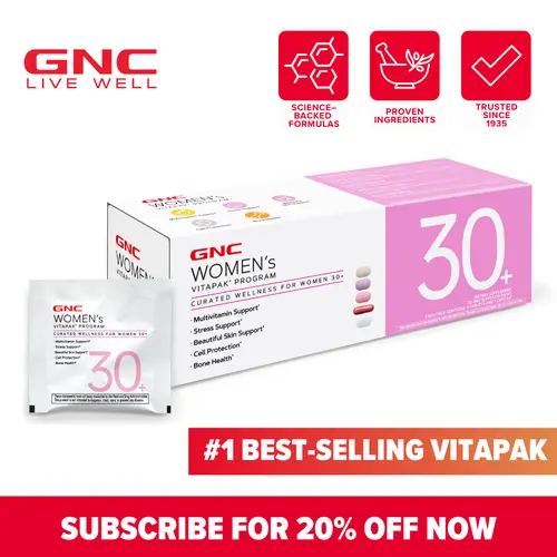 GNC Women's 30+ Vitapak, Multivitamin with Stress & Bone Support, 30 Count