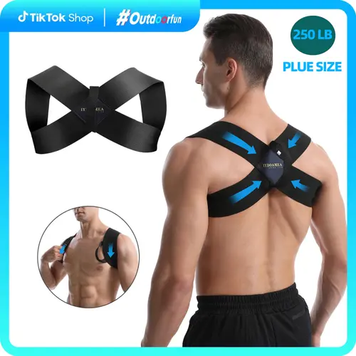 IYDoaMea 1PC Plus Size Heavy Shoulder Support Brace - Adjustable Posture Straightener, Hunchback Orthotic, Bench Press & Shoulder Training Assist Strap for Men & Women