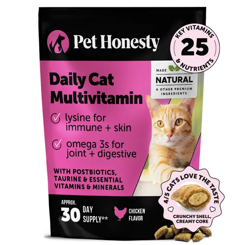 Pet Honesty Crunchy, Creamy Daily Multivitamin for Cat Treat Alternative (Chicken Flavor) 3.7 oz - Supports Immune, Heart, Joint, Skin & Gut Health Supplement for Cats with Natural Ingredients