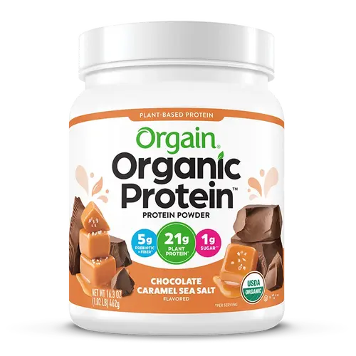 Orgain Organic Plant-Based Protein Powder - Chocolate Caramel Sea Salt | 21g Protein, USDA Organic, Vegan, Gluten-Free