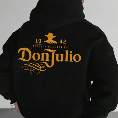 Men's Letter Print Drop Shoulder Hoodies, Fashion Casual Regular Fit Drawstring Pocket Hooded Sweatshirt for Daily Holiday Outdoor Wear, Graphic Print Hoodie, Casual Hoodie Pullovers, Men Clothes for Fall & Winter, Drawstring Hoodie Top