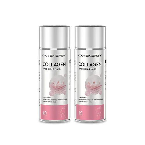 2 Bottles Oxyenergy Collagen Beauty Capsules,for Skin,Hair, and Nails,Dual Peptides,Marine Collagen,60 capsules/bottle Healthcare Dietary Fitness Edible Collagen Supplement,travel essentials