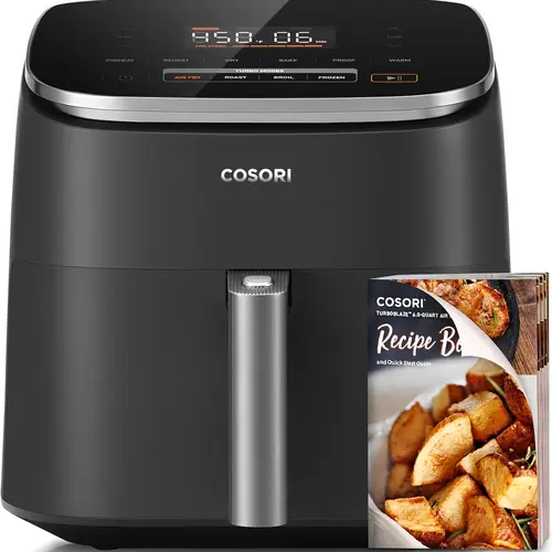 COSORI TurboBlaze 6-Qt Compact Air Fryer Cooker, 9 Functions, 5 Speeds, Nontoxic, 95% Less Oil, Fast & Crispy Cooking, Easy to Clean, with Recipes, Kitchen Appliances,home essentials